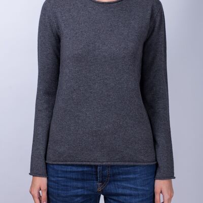 Crew neck jumper with a rolled finish -2