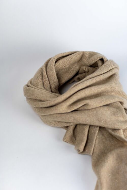 Eco-cashmere lurex scarf beige