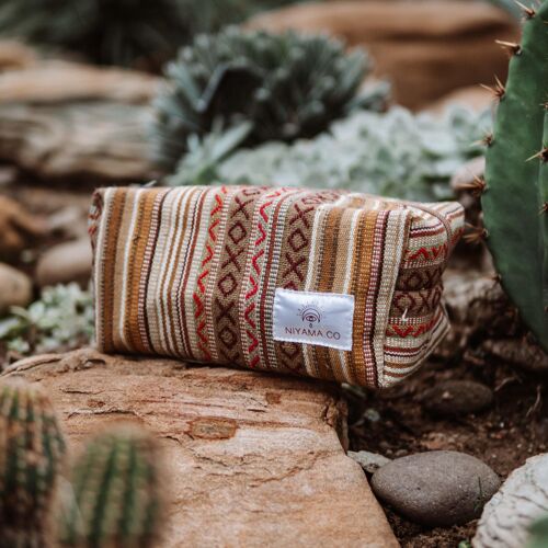 Hemp Make-Up Bag - Brown Patterned