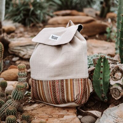 Maya Hemp Flip Backpack - Beige