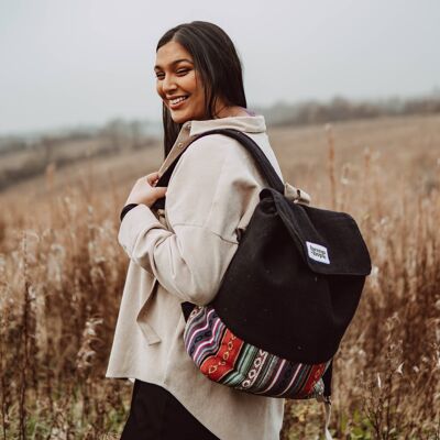 Maya Hemp Flip Backpack - Black