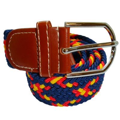 Strisce incrociate - Tessuto elasticizzato - Cintura - Blu navy, rosso e giallo