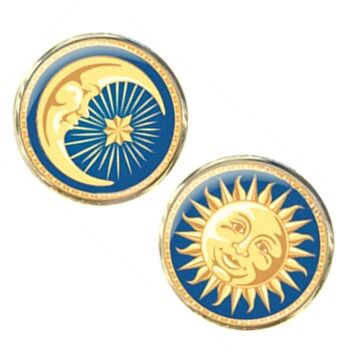 Boutons de Manchette Soleil Et Croissant De Lune - Bleu.Jaune 5