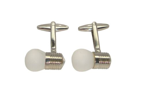 Light Bulb Cufflinks - Silver and White