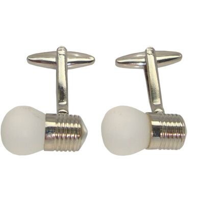 Light Bulb Cufflinks - Silver and White
