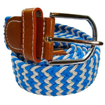 Cinturón elástico tejido a rayas - Azul y blanco