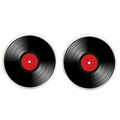 Vinyl Disc Cufflinks - Black.Red