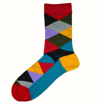 Calzini Argyle - Blu, Rosso, Giallo, Lilla, Nero, Bianco E Kh