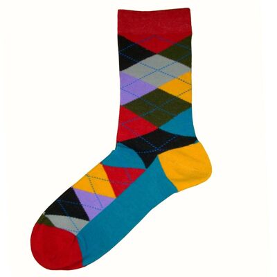 Argyle Socks - Blue, Red, Yellow, Lilac, Black, White And Kh