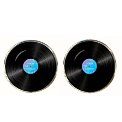 Boutons de Manchette Disque Vinyle - Noir.Bleu