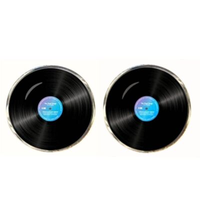 Vinyl Disc Cufflinks - Black.Blue