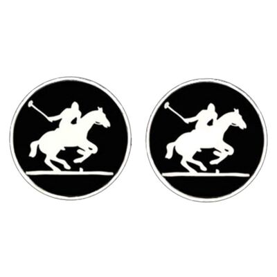 Polo Player Cufflinks - Black.White