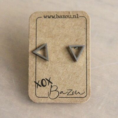 Orecchini a bottone in acciaio inox triangolo aperto - colore argento