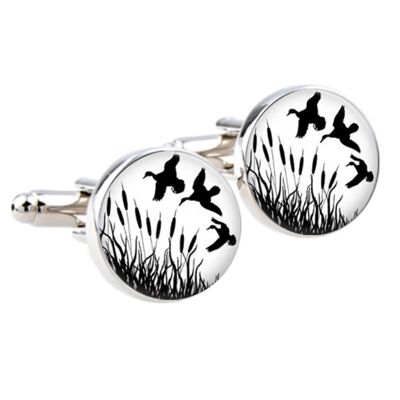 Flying Ducks Cufflinks - White.Black