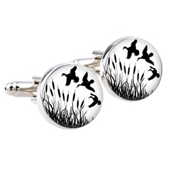 Boutons de manchette Flying Ducks - Blanc.Noir 1