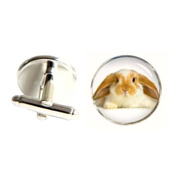 Boutons de Manchette Lapin - Beige.Blanc 2