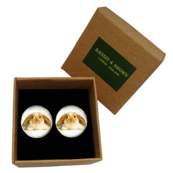 Boutons de Manchette Lapin - Beige.Blanc 3