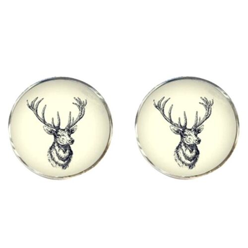 Stags Head Cufflinks - White And Black