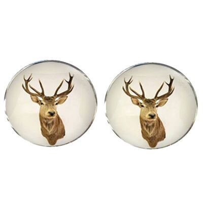 Stags Head Cufflinks - Brown. and White