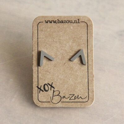 Orecchini a bottone in acciaio inox V - colore argento