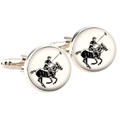 Polo Player Cufflinks - White.Black