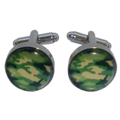 Camouflage - Boutons de manchette -Vert.Beige