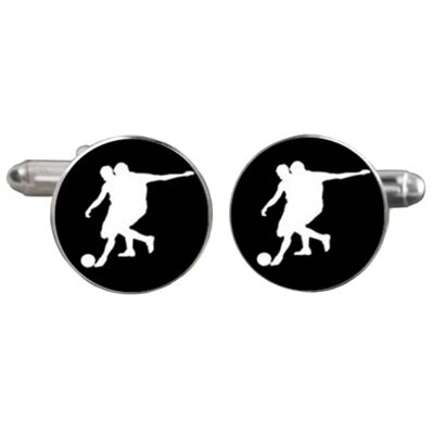 Boutons de Manchette Footballeur - Noir.Blanc