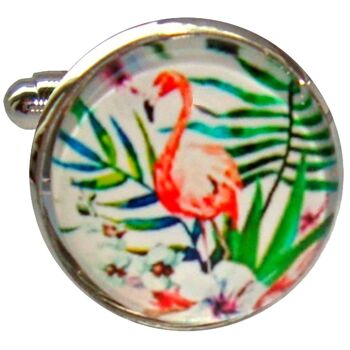 Boutons de manchette Flamingo - Rose.Vert.Blanc 3