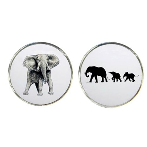 Elephant Cufflinks - White.Black