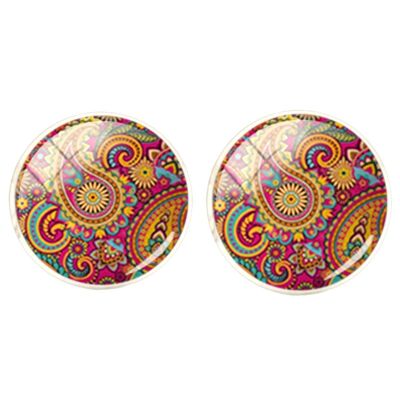 Paisley Cufflinks - Wine and Yellow