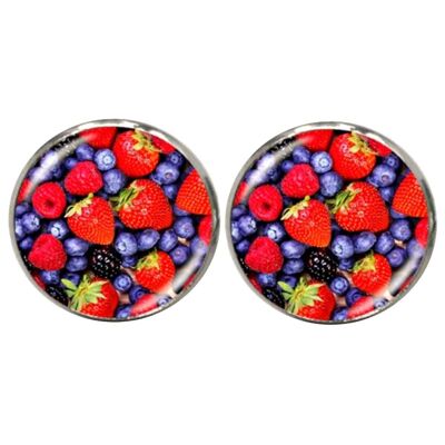 Mixed Berries Cufflinks - Red and Blue