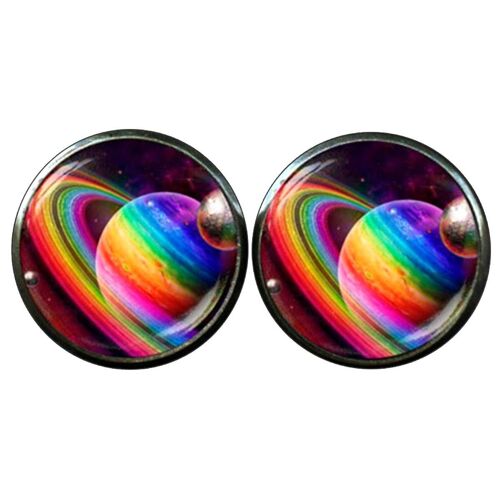 Planets and Rings Cufflinks - Multi Colour