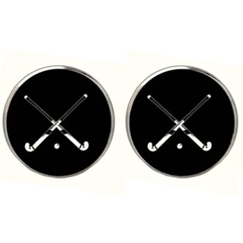 Boutons de manchette Crossed Hockey Sticks - Noir.Blanc 2