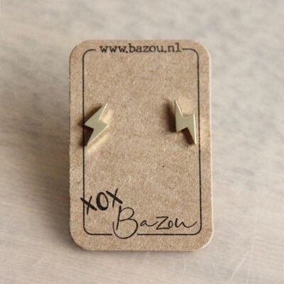Stainless steel ear studs lightning - gold color