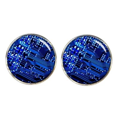 Circuit Board Cufflinks - Blue