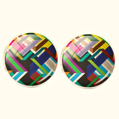 Geometric Stripe Cufflinks - Multi Colour