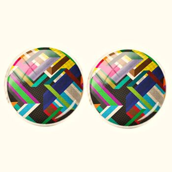 Boutons de manchette à rayures géométriques - Multicolore 1