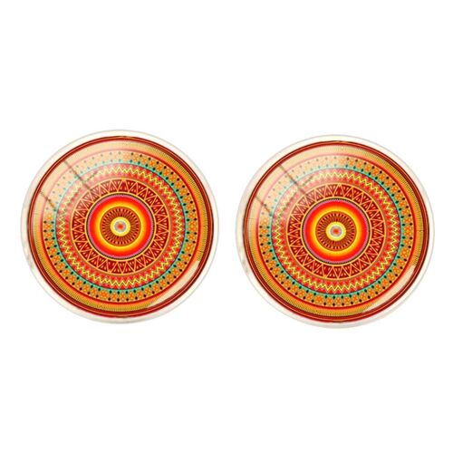 Bohemian Swirl Cufflinks - Orange.Red.Green