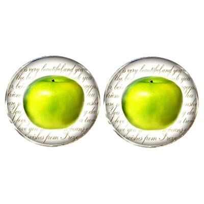 Apfelfrucht-Manschettenknöpfe - Grün und Weiß