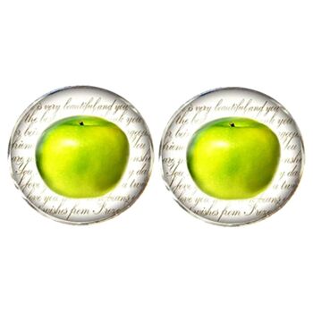 Boutons de Manchette Pomme - Vert Et Blanc 1