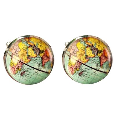 Earth Globe Cufflinks - BlueYellow.Pink