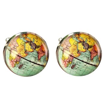 Boutons de Manchette Globe Terrestre - BleuJaune.Rose 1