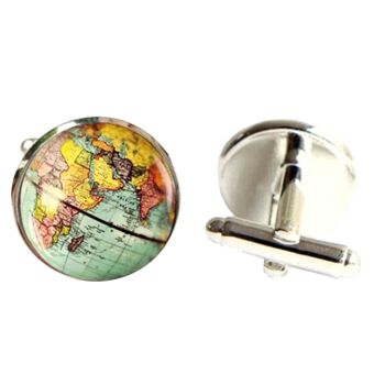 Boutons de Manchette Globe Terrestre - BleuJaune.Rose 2