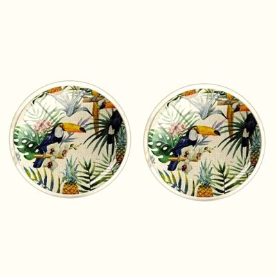 Toucan Forest Cufflinks - Green, Yellow and White