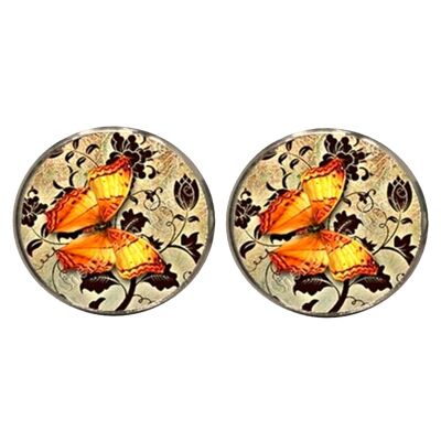 Boutons de Manchette Papillon - Jaune Et Fauve