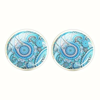 Paisley Cufflinks - Aqua Blue