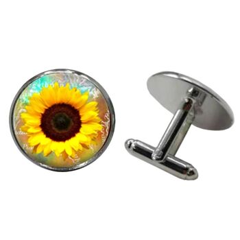 Boutons de Manchette Tournesol - Jaune et Marron 2