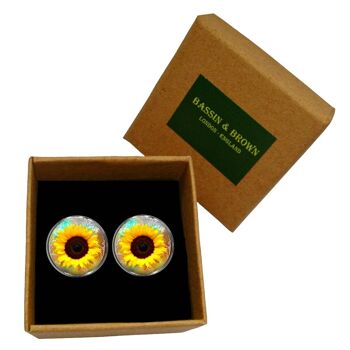 Boutons de Manchette Tournesol - Jaune et Marron 4