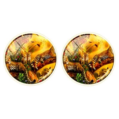 Leopard Family Cufflinks - Yellow.Green