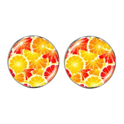 Boutons de manchette Cabachon Oranges et Citrons - Orange et Jaune
